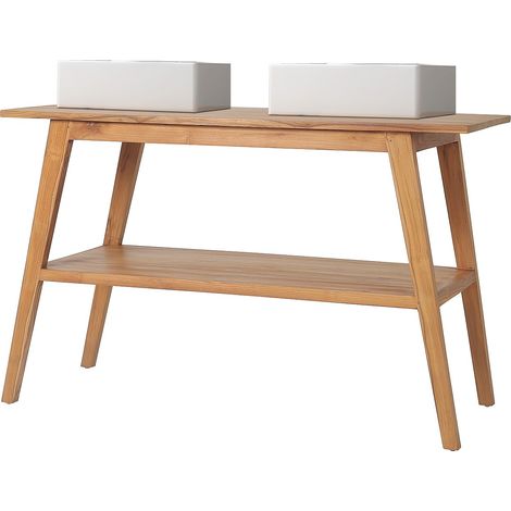 Meuble de salle de bain en teck avec double vasque - 120 cm - BOBOTSARI