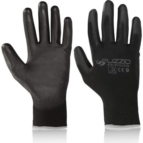40 paires de gants de travail avec revêtement PU Gants de construction avec pince à gants L-9 Noir