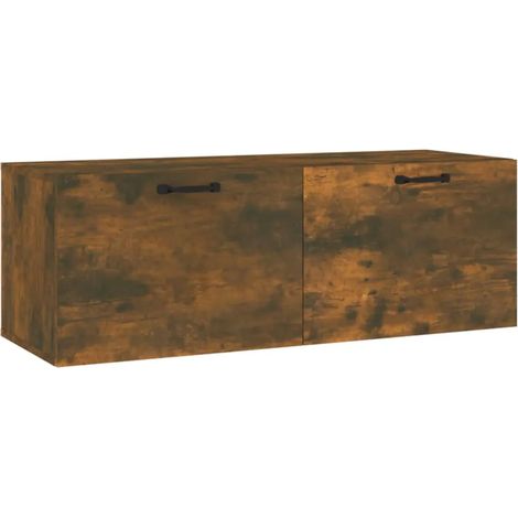 Pratico armadio a muro pensile contenitore 100 x 36,5 x 35 cm design moderno in legno multistrato rovere fumo 020048351