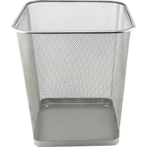 Poubelle Bureau 18L - Corbeille Papier en Treillis Métal Maille, Corbeilles pour Bureau, Chambre, Poubelle Metal - Argent (1/5)