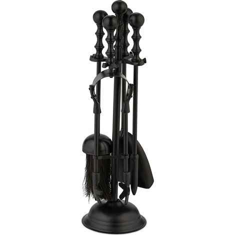 Set di 5 accessori per camino design barocco comoda conservazione in metallo nero 130014444