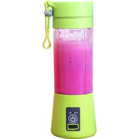 Kaelt - Mélangeur de jus de fruits électrique, rechargeable par USB, 4 lames pour un excellent mélange, 380 ml. 1pc vert (1/4)