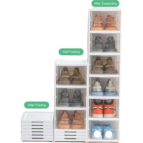 Organizzatore per scarpe, materiale PS+PP, dimensioni 34,5x25,5x19,5 cm, portata 20 kg, design pieghevole, impilabile per risparmiare spazio. (1/5)