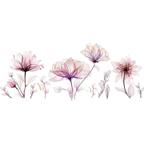 Grand autocollant mural fleurs roses, déco florale pour salon, chambre et fond de télévision, stickers maison (1/3)