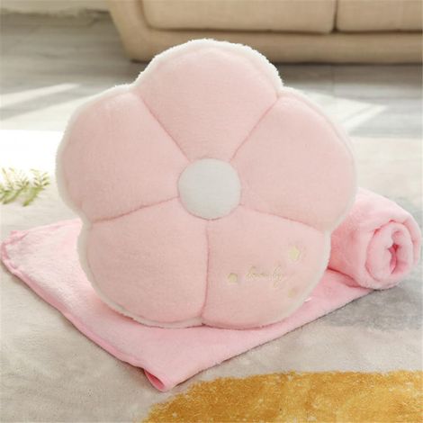 Coperta e cuscino da viaggio 2 in 1, coperta e cuscino multifunzionale, morbido e caldo, ideale per l'inverno, perfetto per divano, ufficio e letto (100x170 cm, motivo floreale rosa). (1/5)