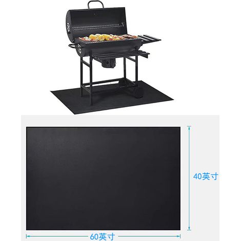 Grand tapis de gril 60 x 40 pouces pour barbecue extérieur, tapis de gril ignifuge double face pour foyer, tapis de foyer intérieur, protection de barbecue étanche à l'huile pour terrasses et patios (1/4)