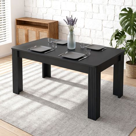 Table à manger rectangulaire 116x65x75 cm décor effet bois noir (1/5)
