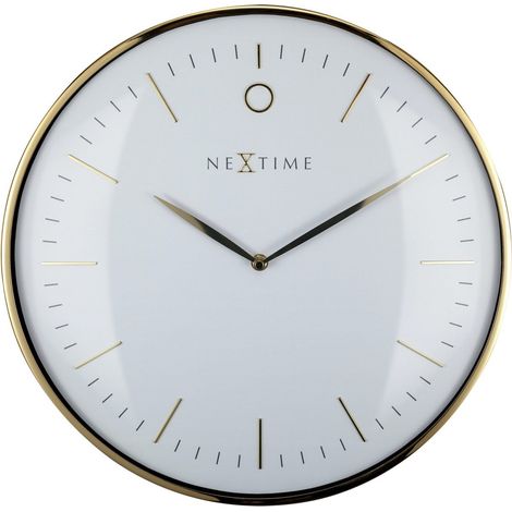 Horloge Murale Silencieuse Glamour en Métal Doré et Verre Bombé Blanc 40 cm - PANGIVO (1/5)