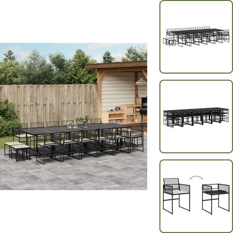 Ensemble à manger de jardin 17 pcs coussins noir résine tressée - Salon De Jardin - Meuble De Jardin - Set De Jardin - Table De Jardin - Chaises De Jardin (1/5)