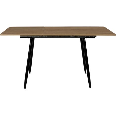 Table Extensible Moderne 110-150 cm - Design Épuré avec Plateau Effet Bois et Pieds Métalliques - Idéale pour Repas Quotidiens - Marron Noir (1/5)