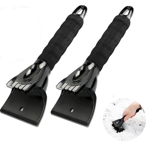 2 Pièces Grattoir Glace Voiture, Grattoir Pare Brise Voiture Grattoirs à Neige Voiture Plastique Glace Gratte avec Antidérapant Poignée Raclette pour Fenêtre, Verre, Pare-Brise de Voiture (Noir)