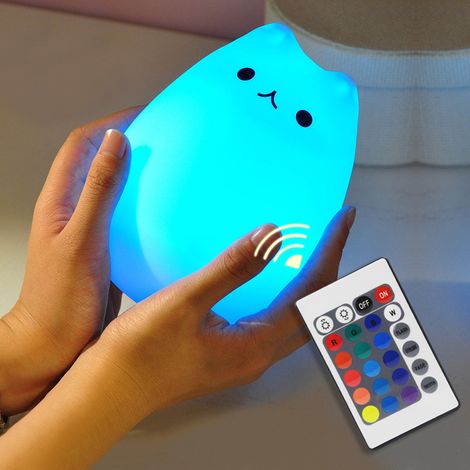 Veilleuse tactile lampe multicolore chat Rechargeable Silicone lumière pour enfants lumière LED (1/5)