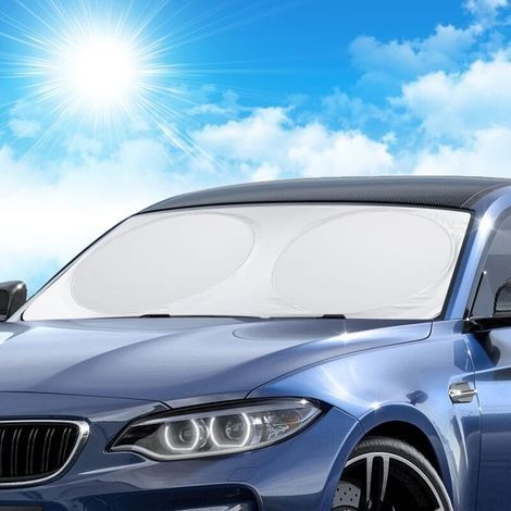 Pare-Brise-Soleil, Pare-Soleil de Voiture, Pare Soleil Voiture Couverture Pare Soleil Avant Anti UV Isolation la Chaleur et Soleil, Pliable Pare Soleil pour Voiture, Argenté (160 x 86 cm) (1/5)