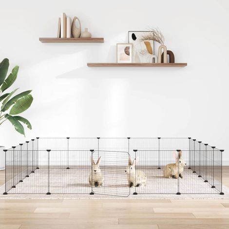 vidaXL Jaula para mascotas de 20 paneles puerta acero negro 175x175x35 cm (1/5)