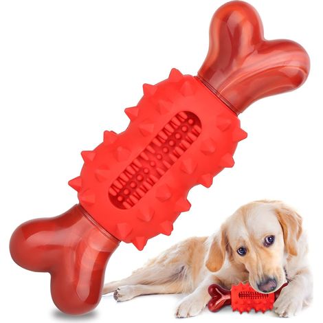 BEBUSINGOTO Juguete masticable para perros agresivos, hueso de nailon para perros grandes, medianos y pequeños, interactivo para la dentición de cachorros, con olor a carne de res. (1/3)