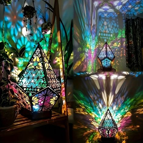 Mosaïque bohème ciel étoilé Golvprojektionslampa, étoile polaire Golvlampa Led Färgglada bordslampor (1/5)
