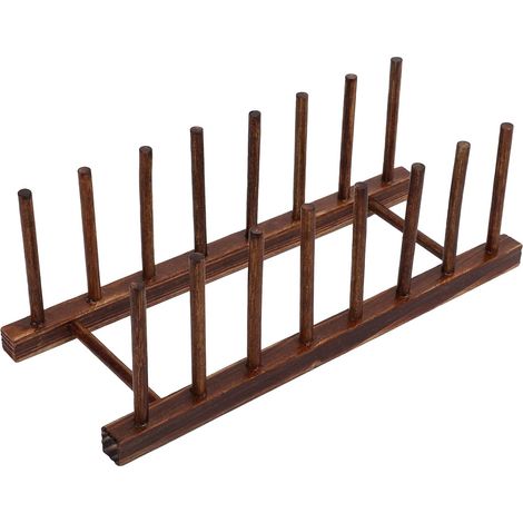 Égouttoir à Vaisselle en Bois à 8 colonnes, Organisateur de Bol à Vaisselle, Support de Couvercle de Pot, pour Ranger des Tasses, des Verres, des Planches à découper (1/5)