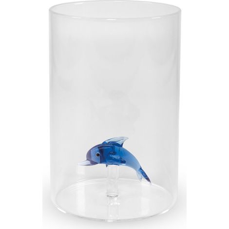 Bicchiere in vetro borosilicato Decoro Delfino 500 ml Trasparente WD LIFESTYLE