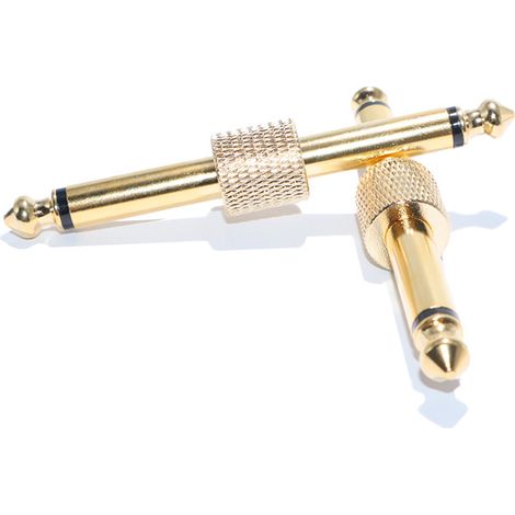 6.5mm mono audio adapter male-to-male dual core gold-plated pure copper for electronic keyboard, with 6.35mm connectors and 2 x 3.5mm conductors. (1/4)