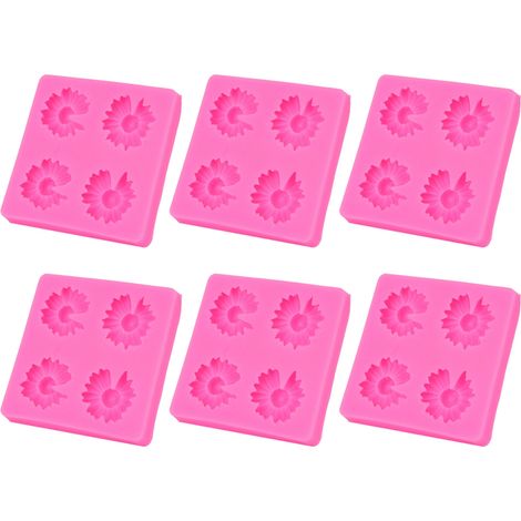5-teilige Silikonform mit Gänseblümchenmotiv für Schokolade, Fondant, Ton, Tortendekoration, rosa Backwerkzeug (1/5)