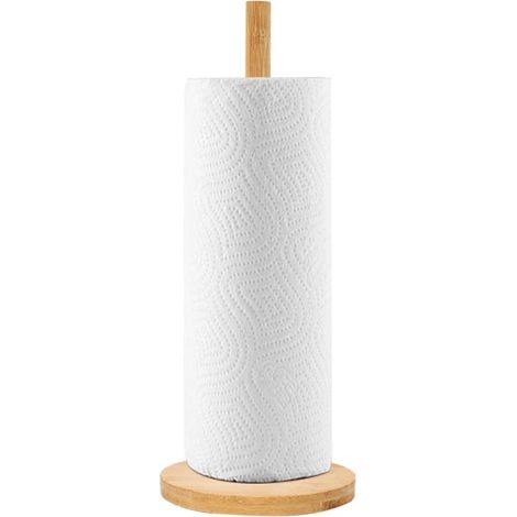 1 Porte-essuie-tout, Bambou, Base antidérapante, Support rouleau, Cuisine, Salle de bain (1/5)
