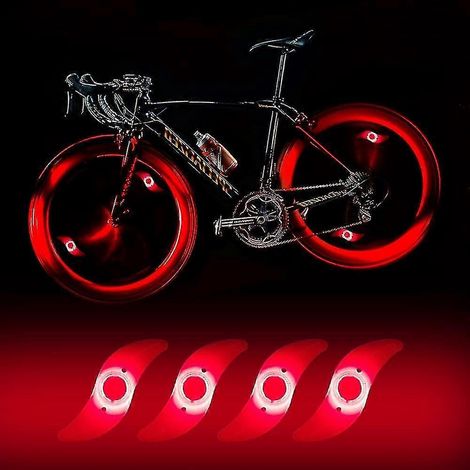 x LED-Fahrradspeichenlicht, wasserdichtes LED-Fahrradspeichenlicht mit 3 Blinkmodi, LED-Fahrradspeichenlampe für Fahrräder von Erwachsenen und Kindern --Red