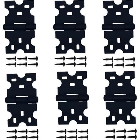 Lot de 6 charnières noires, ces charnières de meuble avec vis conviennent aux petites portes, tiroirs, fenêtres et ferrures de meubles. (1/5)