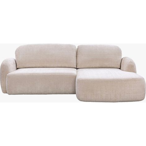 VIONA Canapé d'angle convertible avec coffre en tissu beige - Angle droit (1/5)