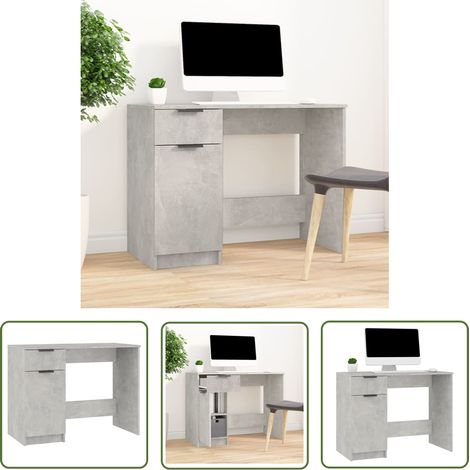 The Living Store Bureau Gris béton 100x50x75 cm Bois d'ingénierie - Bureau Gris - Bureau Informatique - Meuble De Bureau - Bureau Moderne - Bureau Compact (1/5)