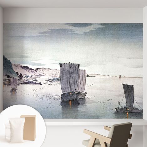 Papier peint intissé mural avec imprimé pour décoration pour salon pour chambre à coucher pour entrée Scène maritime 152x104 cm (1/5)