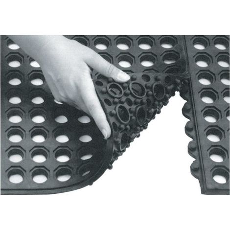 Tapis d'obturation en caoutchouc noir ouvert 900X900X15 mm