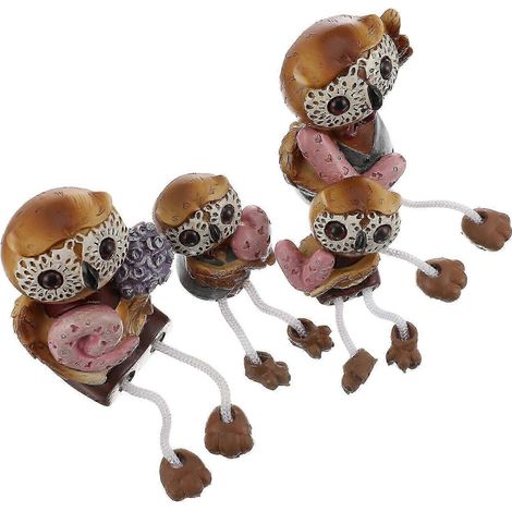 Ensemble de 4 ornements suspendus en résine en forme de pattes de hibou, pour la décoration de bureau (1/5)
