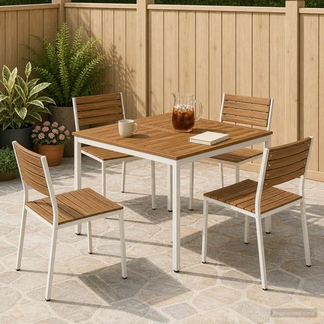 vidaXL Tavolo da cena da giardino Naturale e Bianco