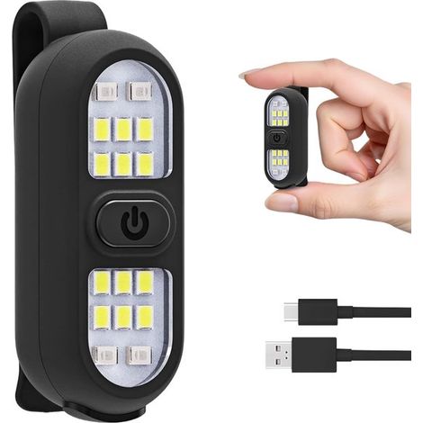 LED-Klemmleuchte kleine Clip-Taschenlampe USB-aufladbar 450 Lumen 4 Leuchtmodi Nachtclip Lauflicht zum Laufen Joggen Campen Wandern Klettern schwarz (1/5)
