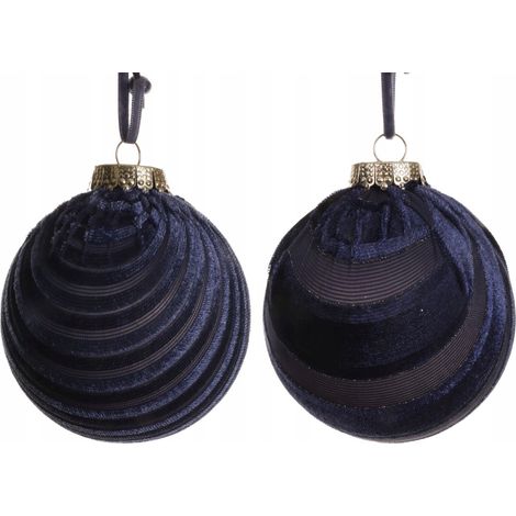 Adorno para árbol de Navidad, plástico, azul marino, terciopelo, 8 cm, 1 unidad (1/3)