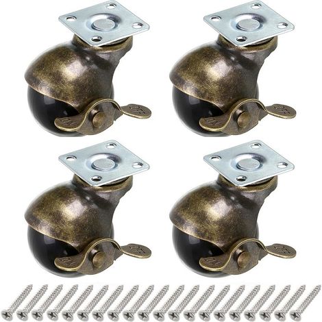 Roulettes Pivotantes - 40 mm - Plaque 38 x 38 mm - Charge Max 22,7 kg - Pour Meubles - Lot de 4 (1/5)