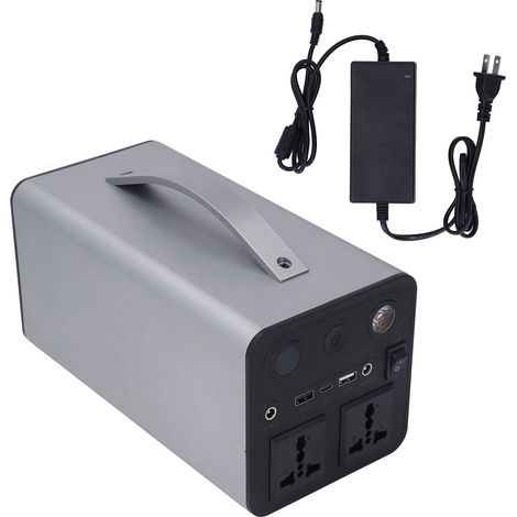 Station électrique portable haute puissance, générateur de batterie 3 modes de charge, sortie 100-240V prise US 110V 60Hz, pour camping et extérieur. (1/5)