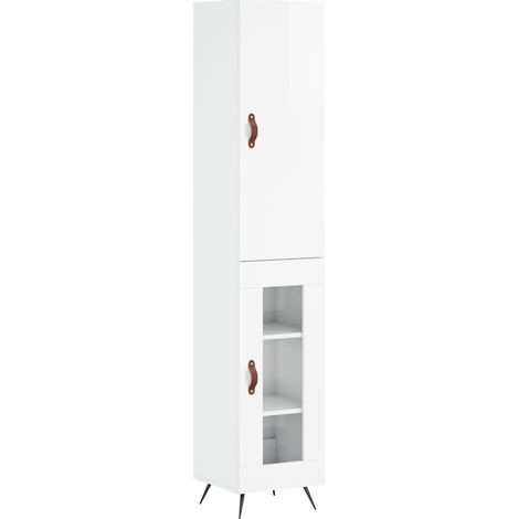 Maison Exclusive - Buffet haut Blanc brillant 34,5x34x180 cm Bois d'ingénierie (1/5)