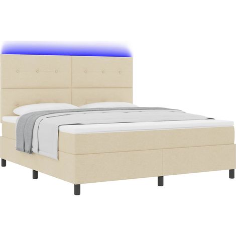 Maison Exclusive - Boxspringbett mit Matratze mit LED Creme 180 x