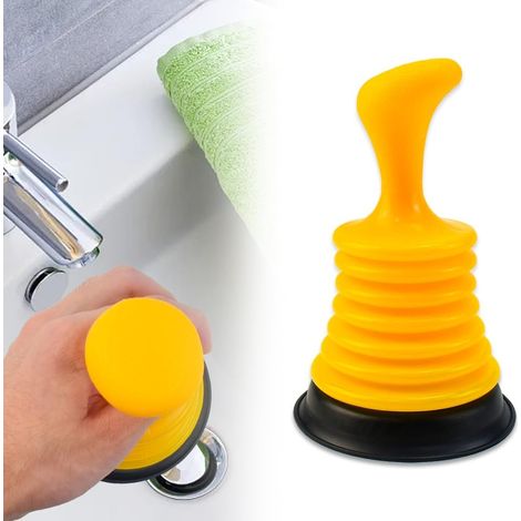 1 - Déboucheur Ventouse - Accessoire Plomberie - Grand Soufflet Puissant - Pour Évier Lavabo Baignoire Toilettes - Jaune - 25x10cm (1/5)