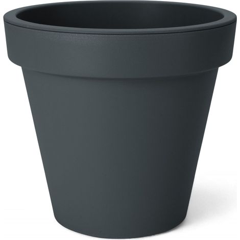 XS Kunststoff Pflanzkübel klein - 25 cm/anthrazit - Blumenkübel rund für Außen und Innen - Pflanztopf Blumentopf Pflanzgefäß Übertopf