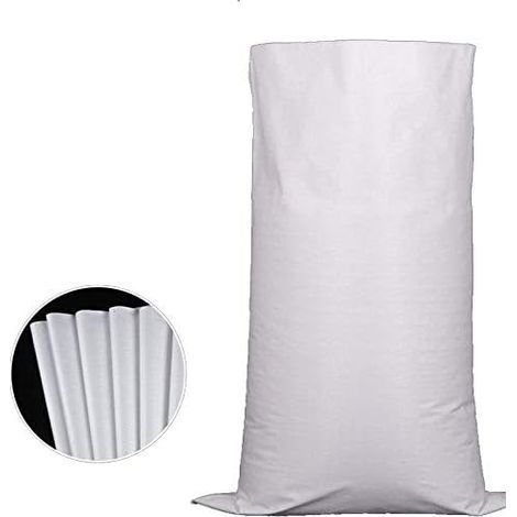10 weiße, gewebte Bauschutt- oder Gartenabfallsäcke, 60 x 100 cm, große Kapazität, für Logistik und Transport (1/5)