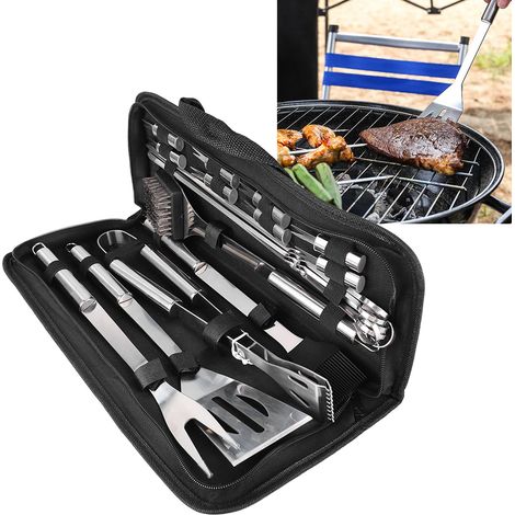 Ensemble de barbecue en acier inoxydable, kit de barbecue d'extérieur, sac de cuisson, ensemble de 20 pièces / brosse métallique (1/5)