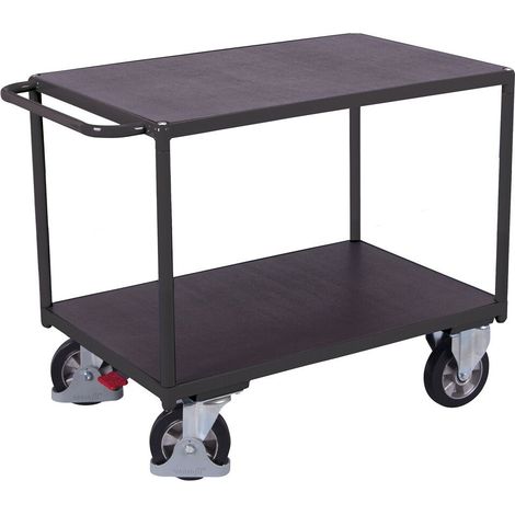 VARIOfit Schwerlast Tischwagen mit Schiebegriff und 2 Ladeflächen 1195x800mm Anthrazitgrau RAL 7016 (1/2)