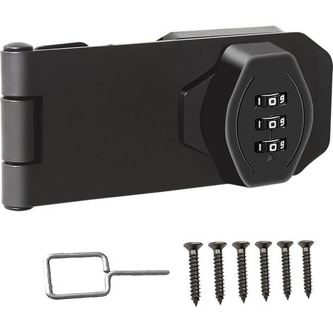 Loquet à Combinaison 3 Chiffres sans Clé - Serrure à Bouton Tournant pour Armoire,Porte Coulissante,Sécurité,Porte de Grange,Salle de Bain,Extérieur (10,2 (1/5)