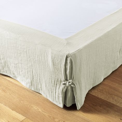 Cache-sommier gaze de coton 90 x 190 cm Gaia Vert clair (1/2)