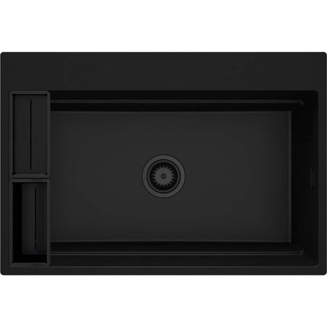 Lavello cucina in granito con 1 vasca 76x52 cm nero - Vora