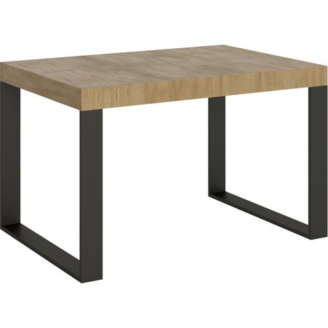 Table à manger extensible Tiroz 2 rallonges fines 140 à 244 cm Sur roulettes-Naturel-Sur roulettes-2 rallonges fines-140 à 244 cm (1/5)