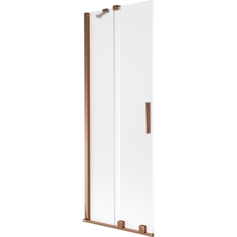 Paroi de baignoire coulissante 2 volets 70 x 150 cm, givré, or rose - 896-070-000-31-60 (1/2)
