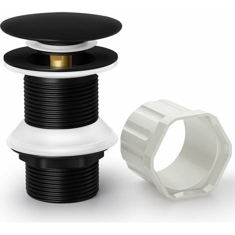 Black Sink Plug Without Overflow, Universal Pop Up Sink Plug Anti-Block Corrosion Resistant Automatic Brass Pop Up Waste, Accessories for Kitchens, Bath, Washbasin, Sink (1/5)